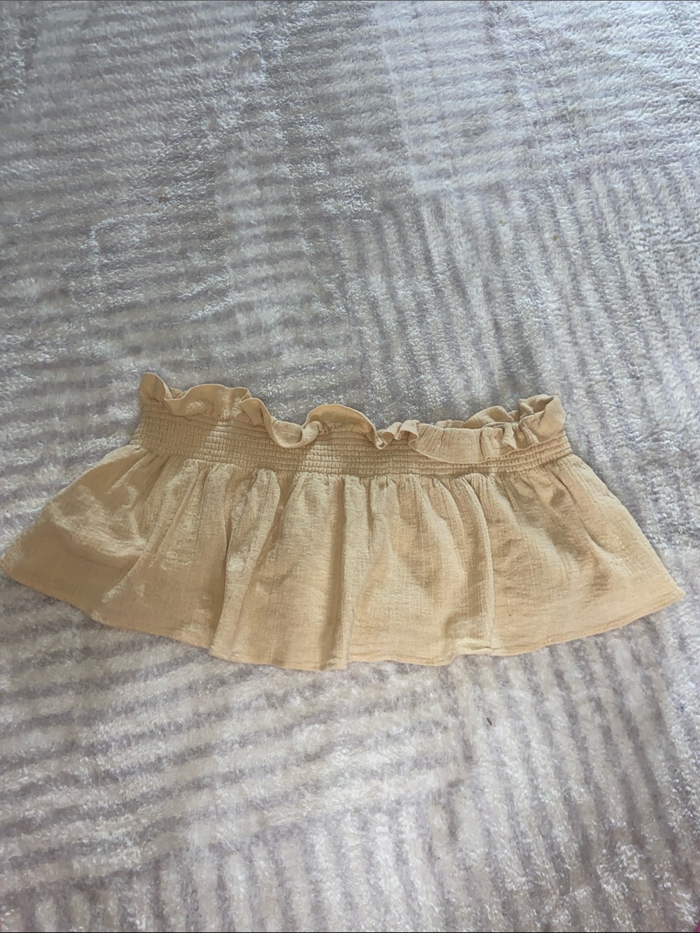 Free People Beige Ruffle Off-Shoulder Crop Top